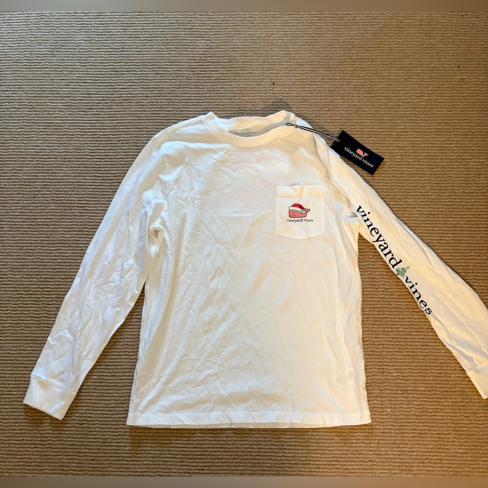 Vineyard Vines White Shirt with Pink Whale Logo size L 16